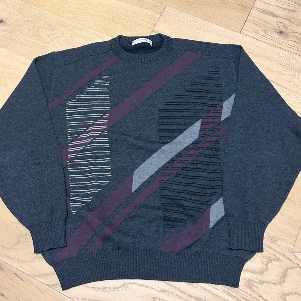 Vintage St Croix Wool Sweater Mens L Abstract Geometric Artwear 90s Knit